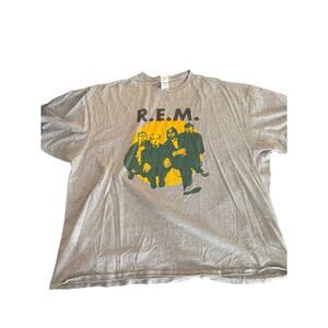 Vintage R.E.M. Band T-Shirt Men's Grey Graphic Rock Concert Tee Size-4X